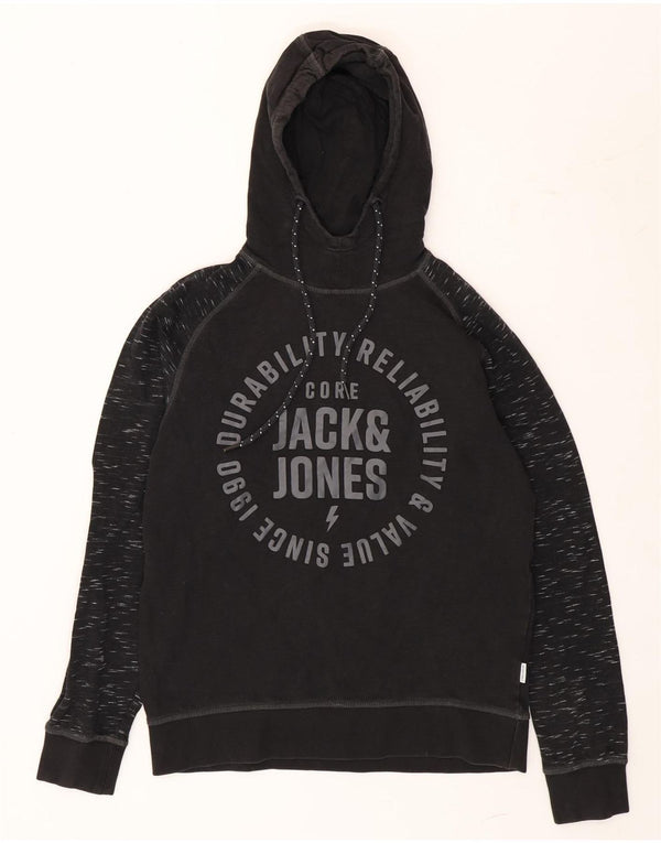 Jack & Jones Ανδρικό γραφικό με κουκούλα, μεσαίο μαύρο βαμβακερό