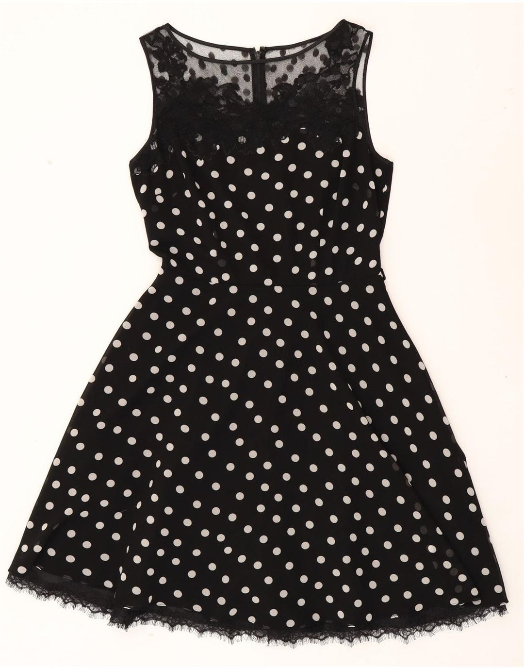 COAST Womens Sleeveless A-Line Dress UK 8 Small Black Polka Dot Polyester Vintage Coast and Second-Hand Coast from Messina Hembry 