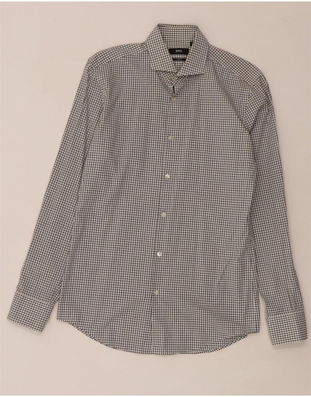 Ανδρικό πουκάμισο Hugo Boss Slim Fit Size 38 15 Medium White Check