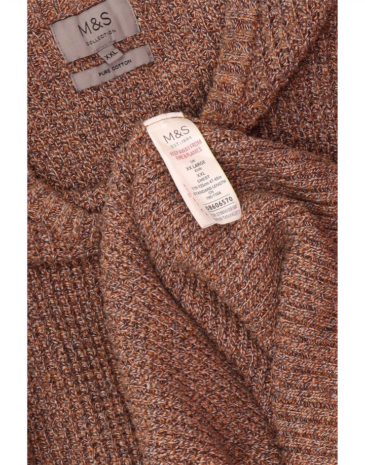 Ανδρικό πουλόβερ Marks & Spencer Crew Neck Jumper 2XL Καφέ βαμβακερό