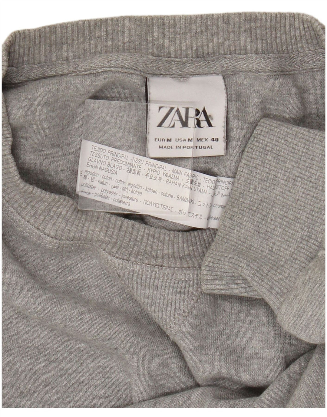 Ανδρικό πουλόβερ Zara με λαιμόκοψη μεσαίου γκρι βαμβακερό