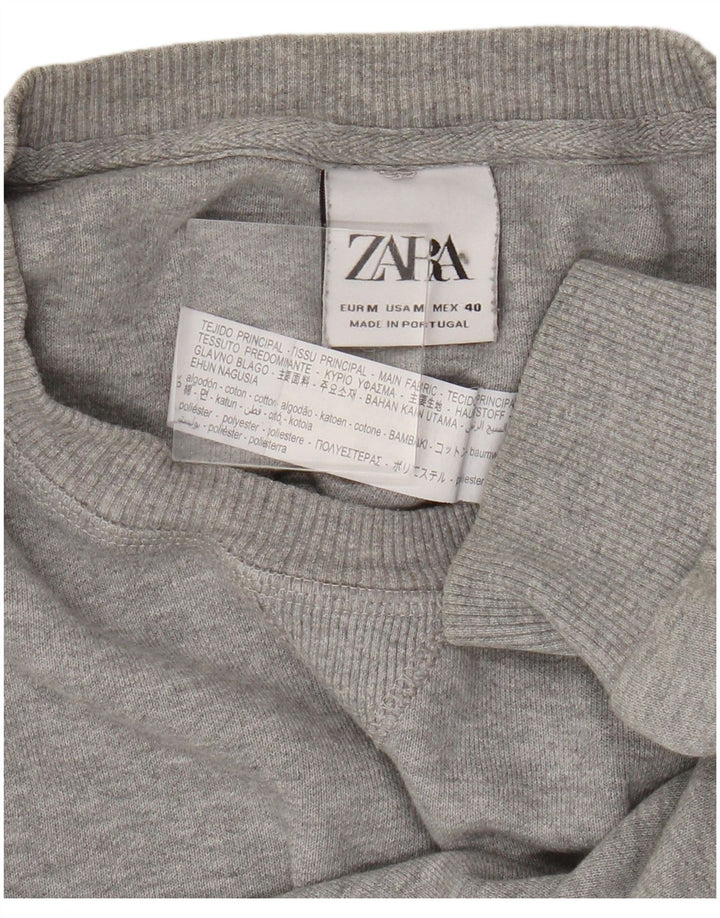 Ανδρικό πουλόβερ Zara με λαιμόκοψη μεσαίου γκρι βαμβακερό