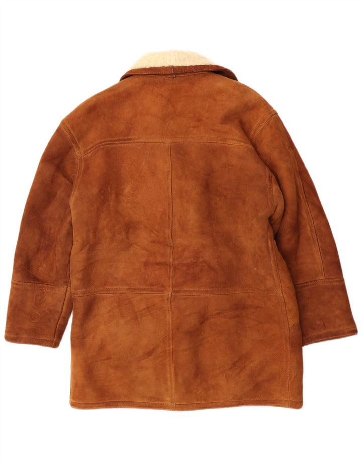 Vintage Ανδρικό Shearling Jacket UK 36 Small Brown