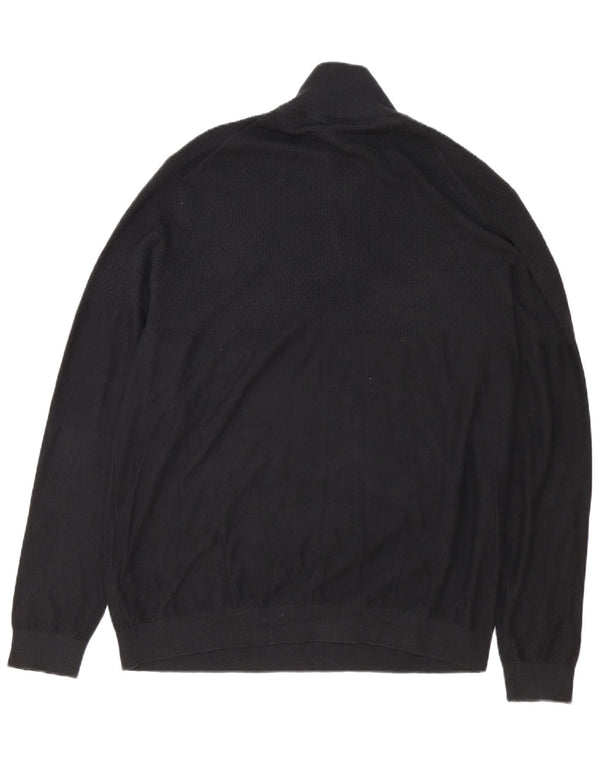 Jack & Jones Ανδρικό πουλόβερ με φερμουάρ 2XL μαύρο βαμβακερό