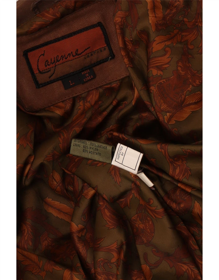 Cayenne Ανδρικό Δερμάτινο Μπουφάν UK 40 Large Brown Δερμάτινο