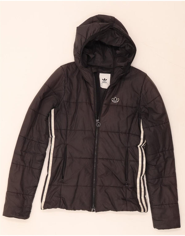 Γυναικείο μπουφάν Adidas Primegreen με κουκούλα UK 6 XS μαύρο πολυεστέρα