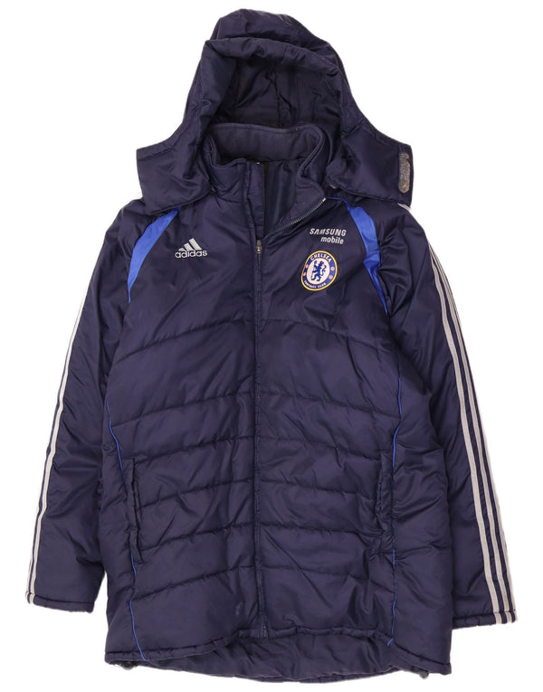 Ανδρικό μπουφάν Adidas Chelsea FC με κουκούλα UK 46/48 XL Navy Blue Nylon