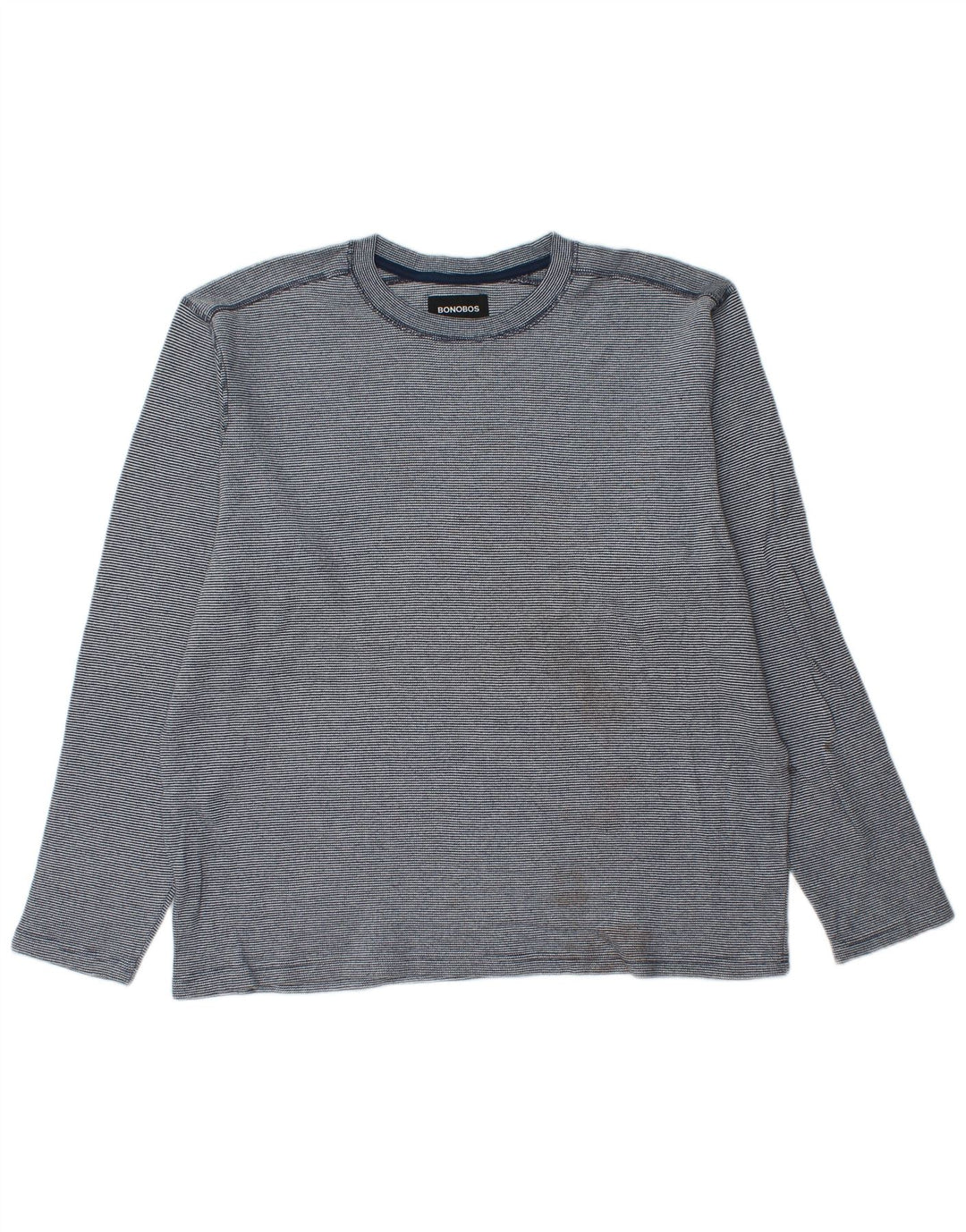 Ανδρικό μπλουζάκι BONOBOS Μακρυμάνικο XL Μπλε βαμβακερό ριγέ