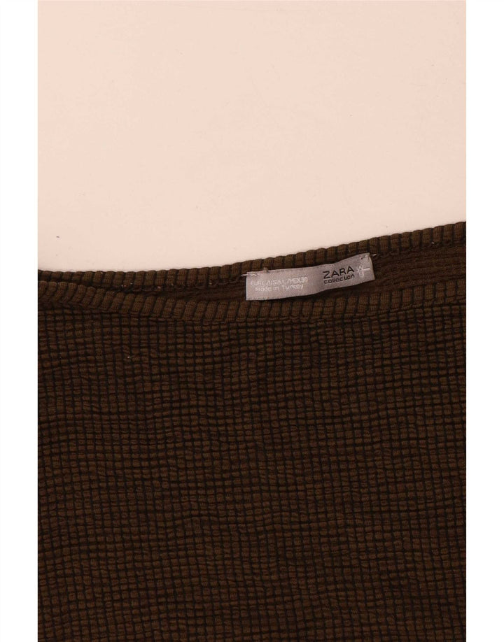 Zara Γυναικείο τοπ 3/4 μανίκι UK 16 μεγάλο καφέ