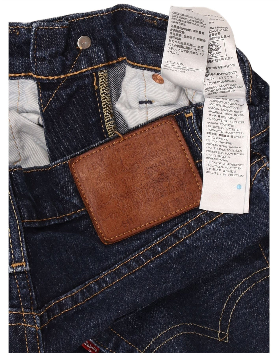 Levi's Mens 511 Slim Jeans W29 L27 Navy Blue Cotton