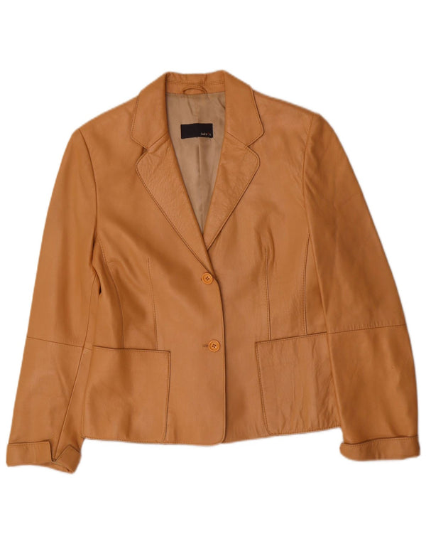 Jake's γυναικείο δερμάτινο σακάκι με 2 κουμπιά UK 10 Small Beige Leather