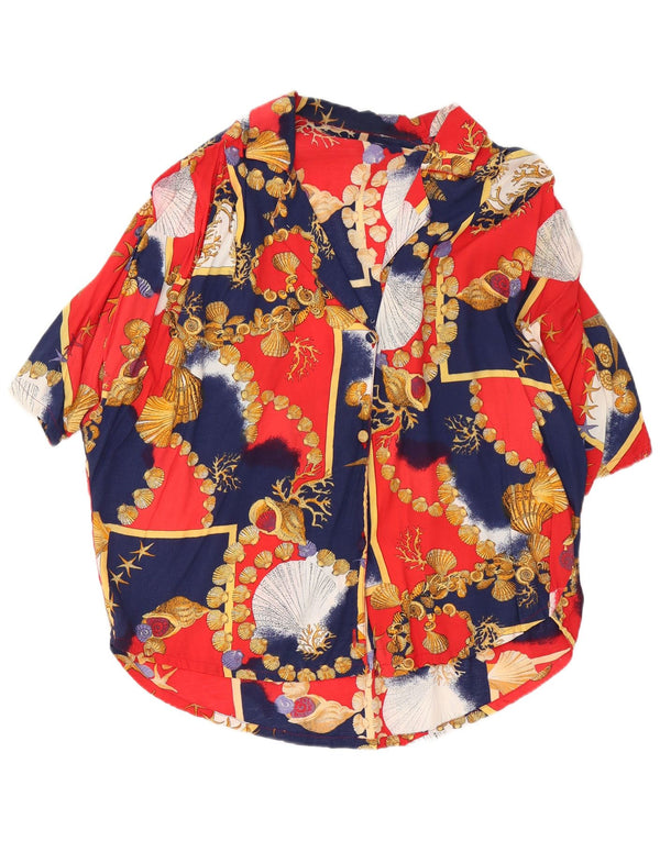 Vintage γυναικείο κοντομάνικο πουκάμισο UK 18 XL Navy Blue Colorblock