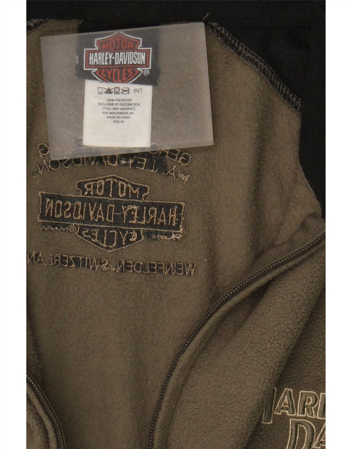 Ανδρικό μπουφάν Harley Davidson Fleece UK 38 Medium Khaki Colorblock Πολυεστέρας