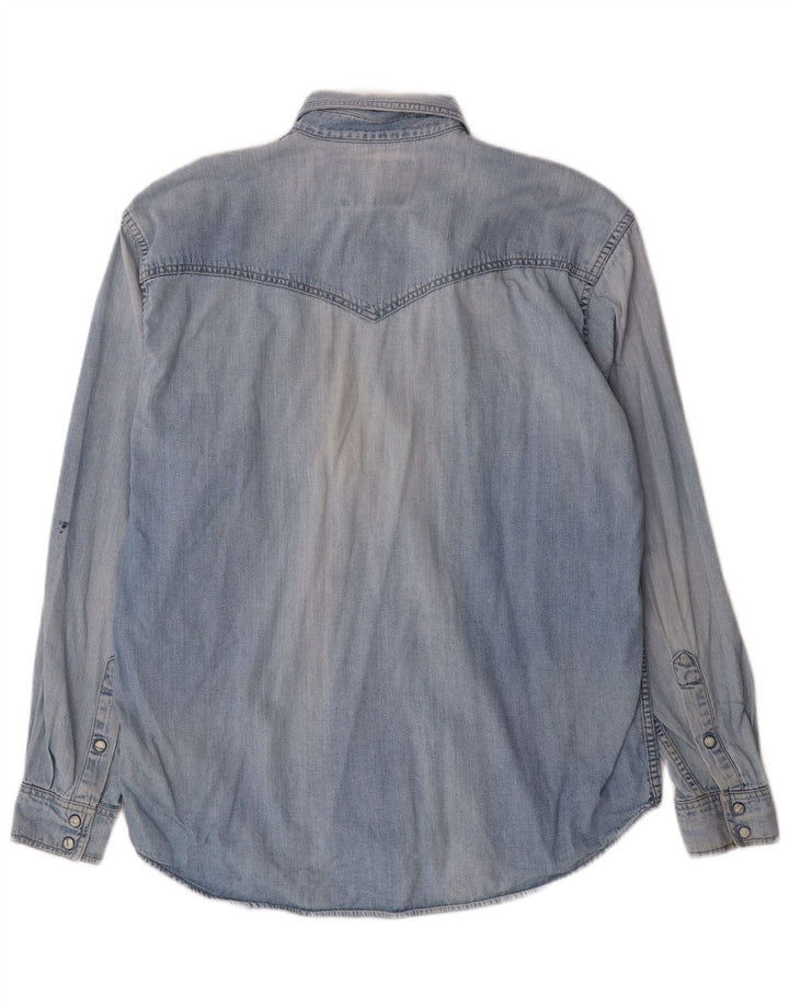 Ανδρικό τζιν πουκάμισο WRANGLER μεγάλο μπλε βαμβακερό