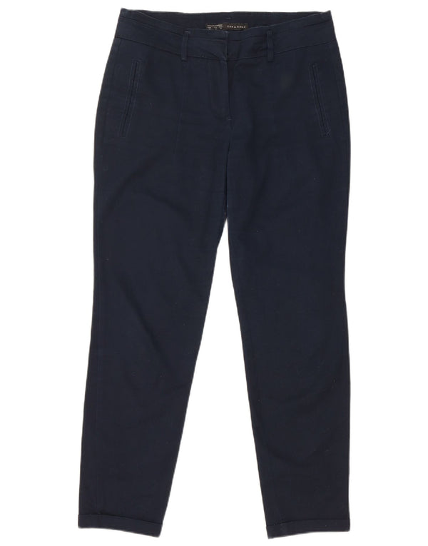 ZARA Γυναικείο Slim Cropped Παντελόνι EU 38 Small W28 L27 Navy Blue Cotton