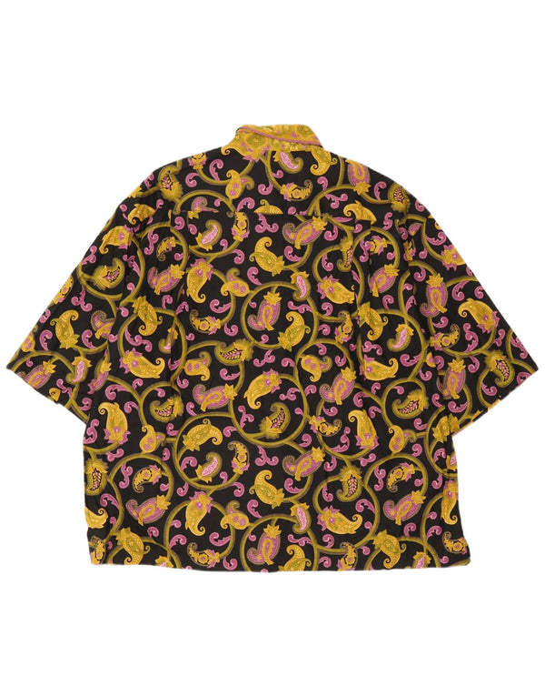 Vintage ανδρικό κοντομάνικο πουκάμισο XL μαύρο Paisley βαμβακερό