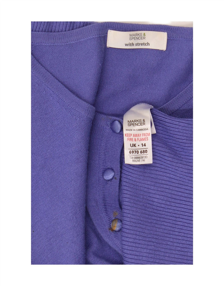 Marks & Spencer Γυναικείο πουλόβερ Crop Cardigan UK 14 Medium Purple Viscose