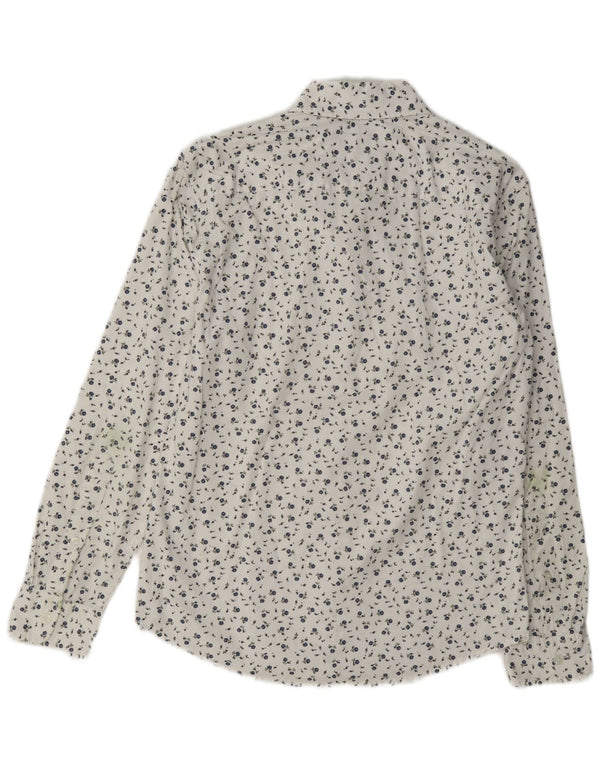 Abercrombie & Fitch Mens Super Slim Fit Shirt Small White Floral Cotton