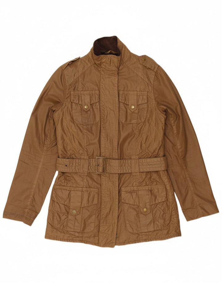 BARBOUR Womens Oversized Waxed Cotton Jacket UK 8 Small Brown