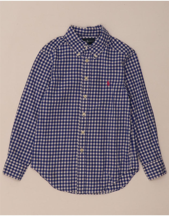 Ralph Lauren Boys πουκάμισο 7-8 ετών Small Blue Gingham Cotton