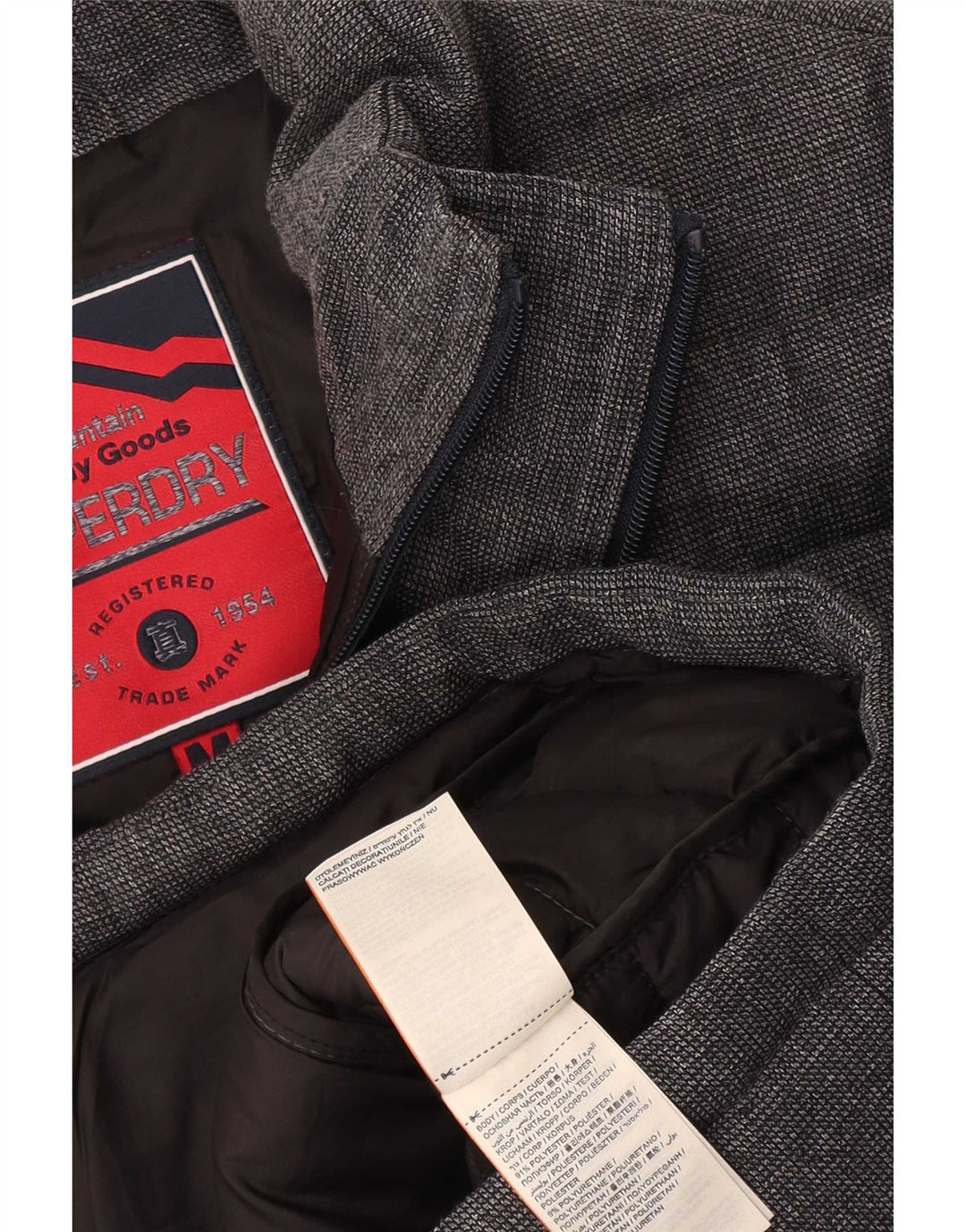 Superdry Ανδρικό μπουφάν με επένδυση UK 38 Medium Grey Polyester