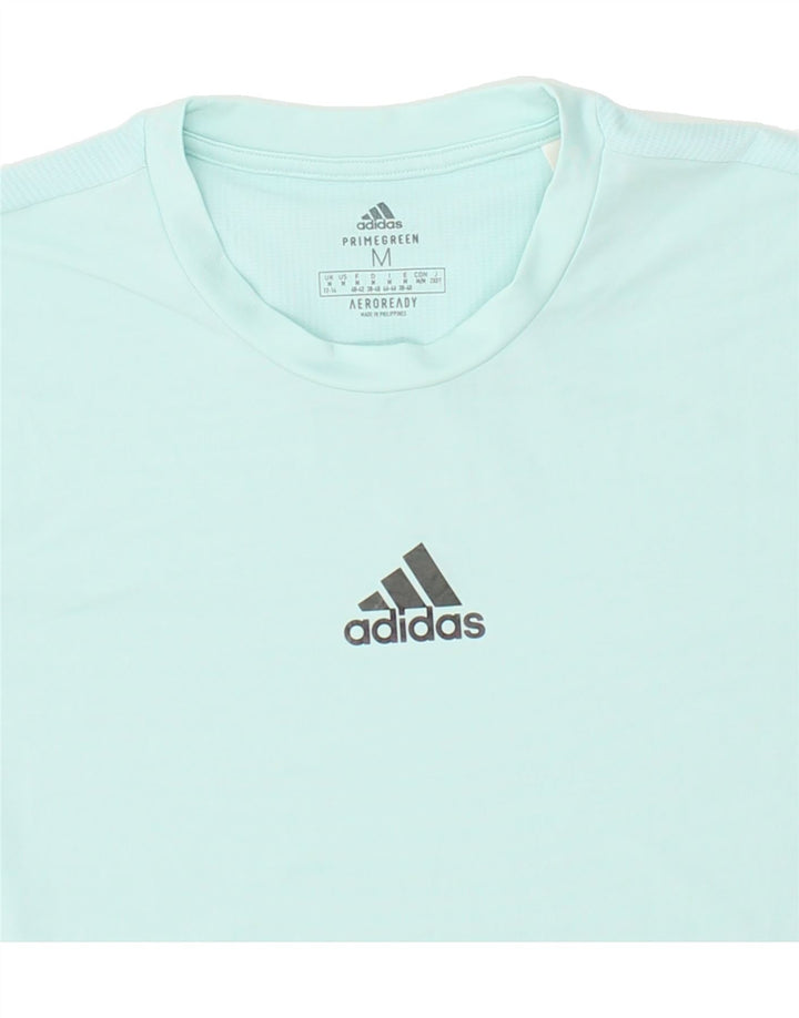 ADIDAS Womens Aeroready T-Shirt Top UK 12/14 Medium Blue Polyester Vintage Adidas and Second-Hand Adidas from Messina Hembry 