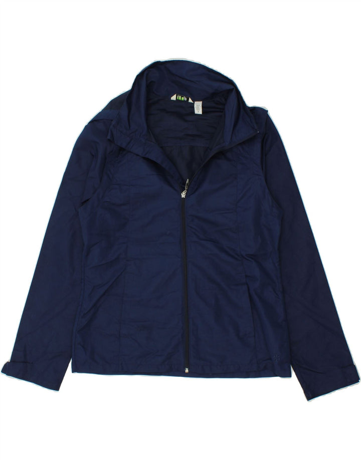 IZOD Womens Hooded Rain Jacket UK 14 Medium Navy Blue Polyester Vintage Izod and Second-Hand Izod from Messina Hembry 