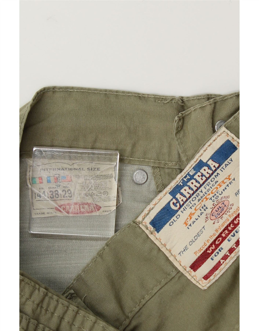 CARRERA Womens High Waist Casual Trousers W29 L30 Khaki Cotton Vintage Carrera and Second-Hand Carrera from Messina Hembry 