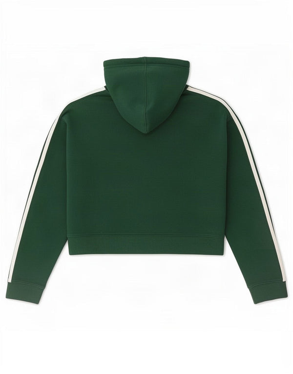 Adidas Womens Crop Oversized Hoodie Jumper UK 6 XS Πράσινο βαμβακερό
