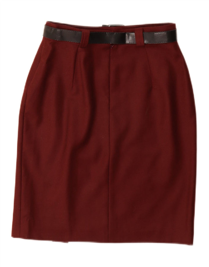 VINTAGE Womens Pencil Skirt IT 44 Medium W27  Burgundy Wool Vintage Vintage and Second-Hand Vintage from Messina Hembry 