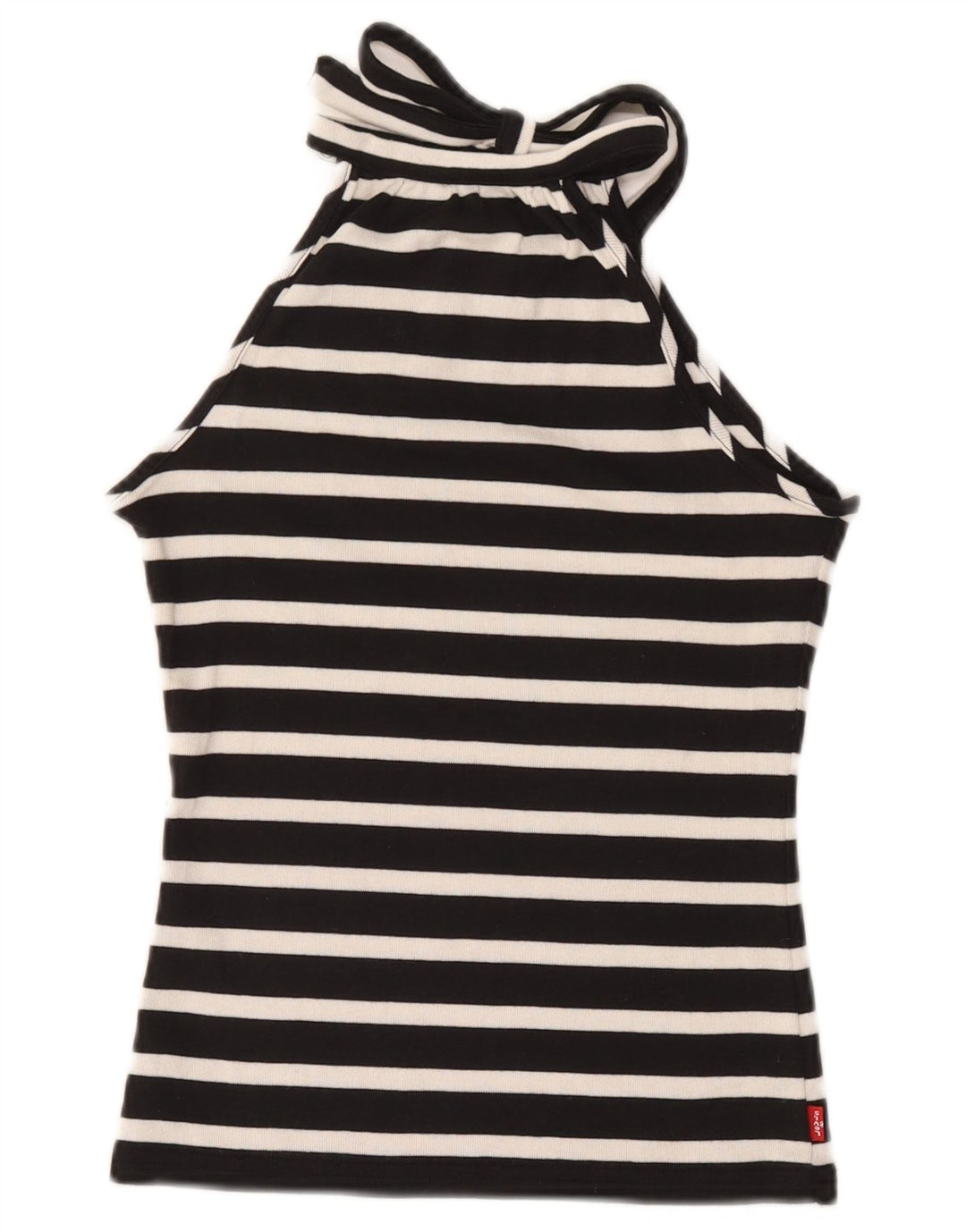 Levi's Womens Crop Halter Top UK 8 Small Black ριγέ βαμβακερό