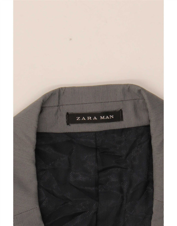 Zara Ανδρικό μπουφάν μπλέιζερ με 2 κουμπιά EU 54 XL Γκρι ρίγες πολυεστέρας