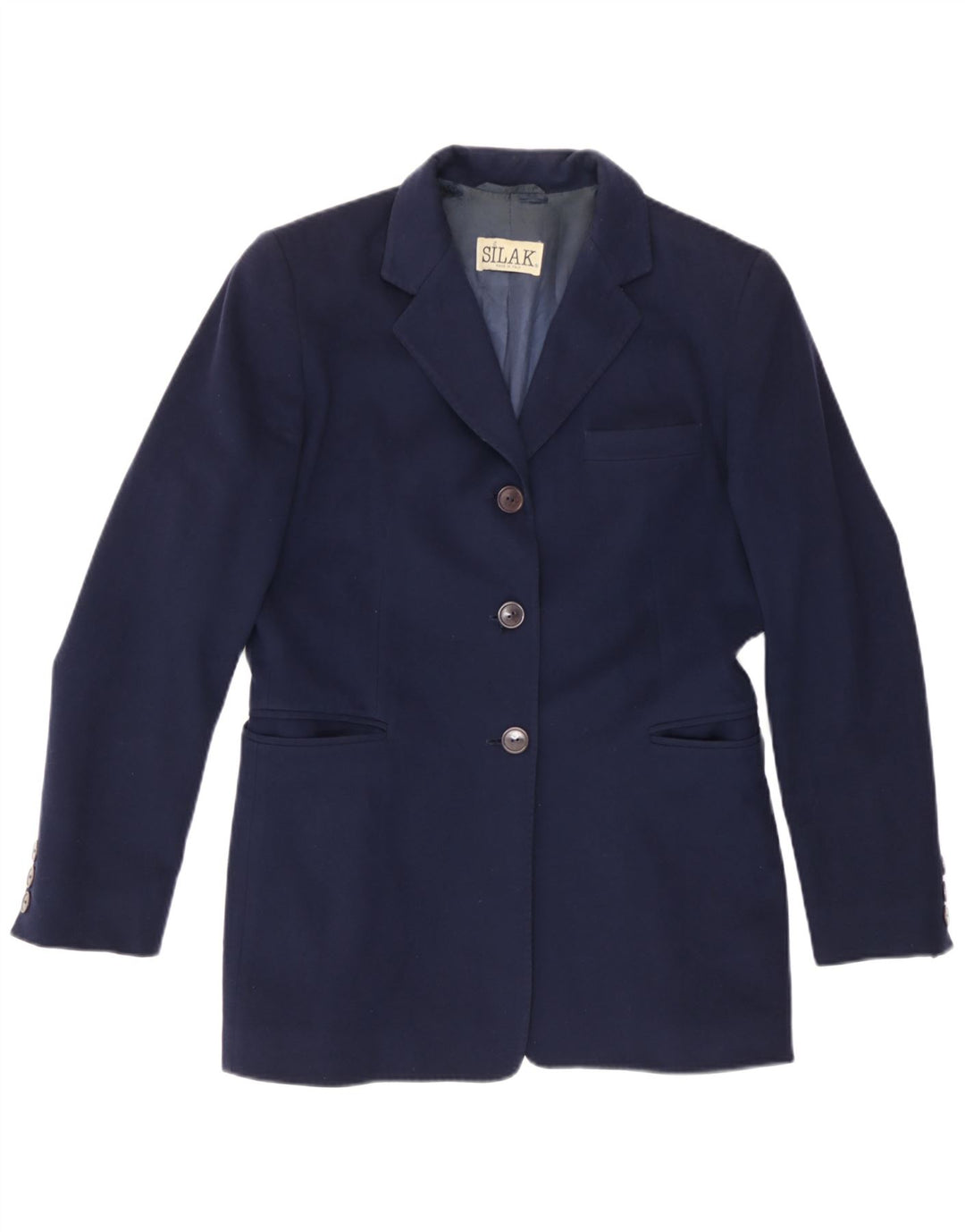 Vintage Γυναικείο Longline τζάκετ με 3 κουμπιά σακάκι UK 14 Medium Navy Blue