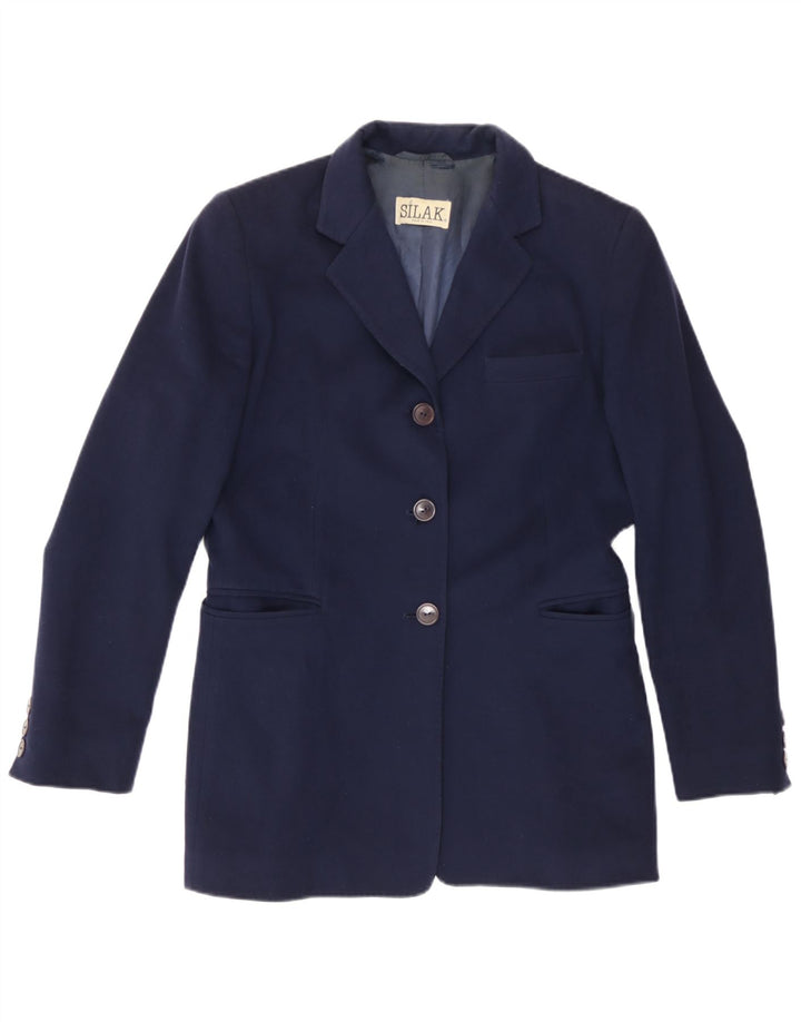 Vintage Γυναικείο Longline τζάκετ με 3 κουμπιά σακάκι UK 14 Medium Navy Blue