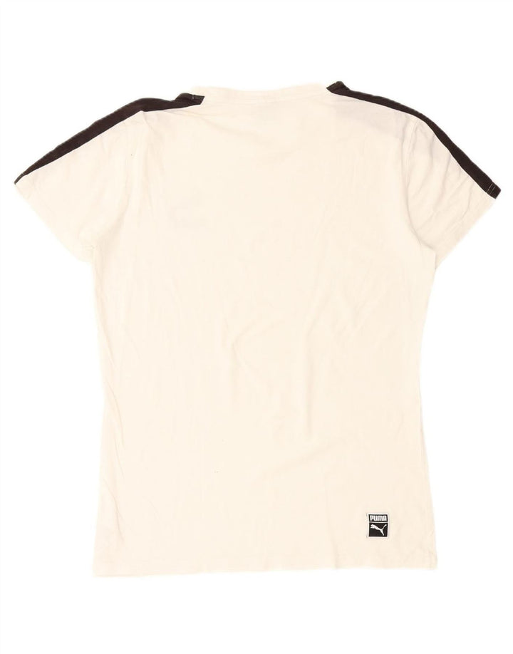 PUMA Mens T-Shirt Top Medium White Colourblock Cotton