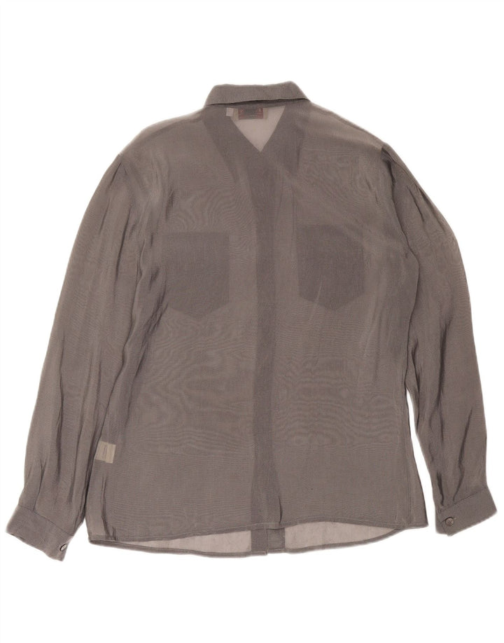 Preca Womens See Through Shirt IT 44 Medium Grey Polyamide