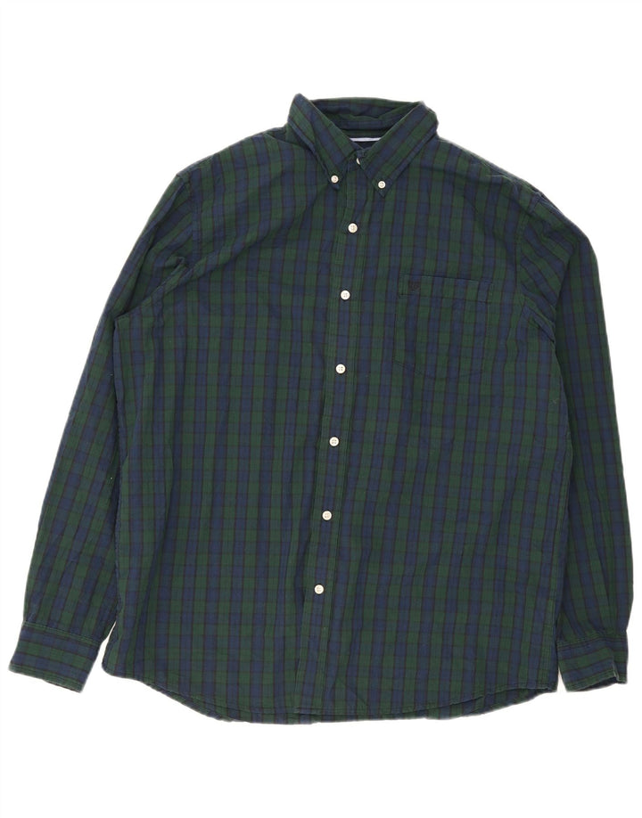 Chaps Ανδρικό πουκάμισο XL Navy Blue Check Cotton