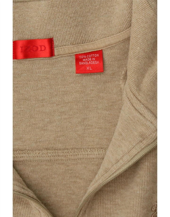 IZOD Mens Zip Neck Jumper Sweater XL Beige Cotton Vintage Izod and Second-Hand Izod from Messina Hembry 