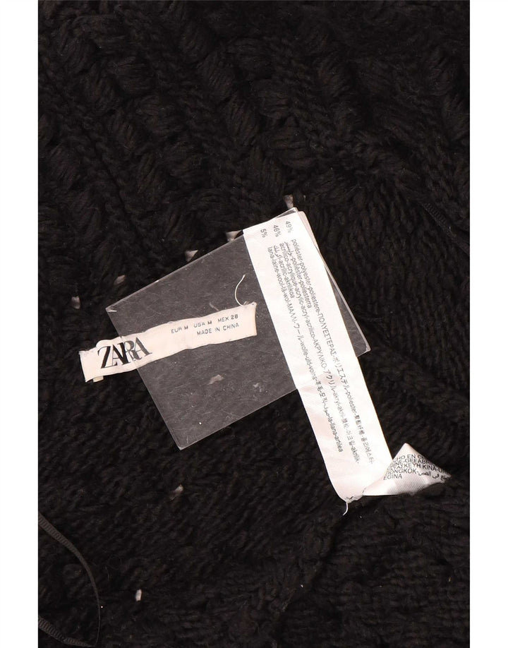 Zara Γυναικείο πουλόβερ ανοιχτό Longline ανοιχτό UK 14 Medium Black
