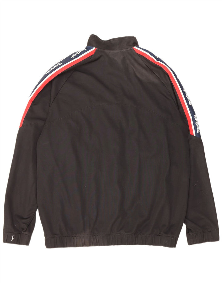 Ανδρική φόρμα φόρμας Reebok με γραφικό φόρμα Top Jacket μεγάλο μαύρο χρώμα, βαμβακερό