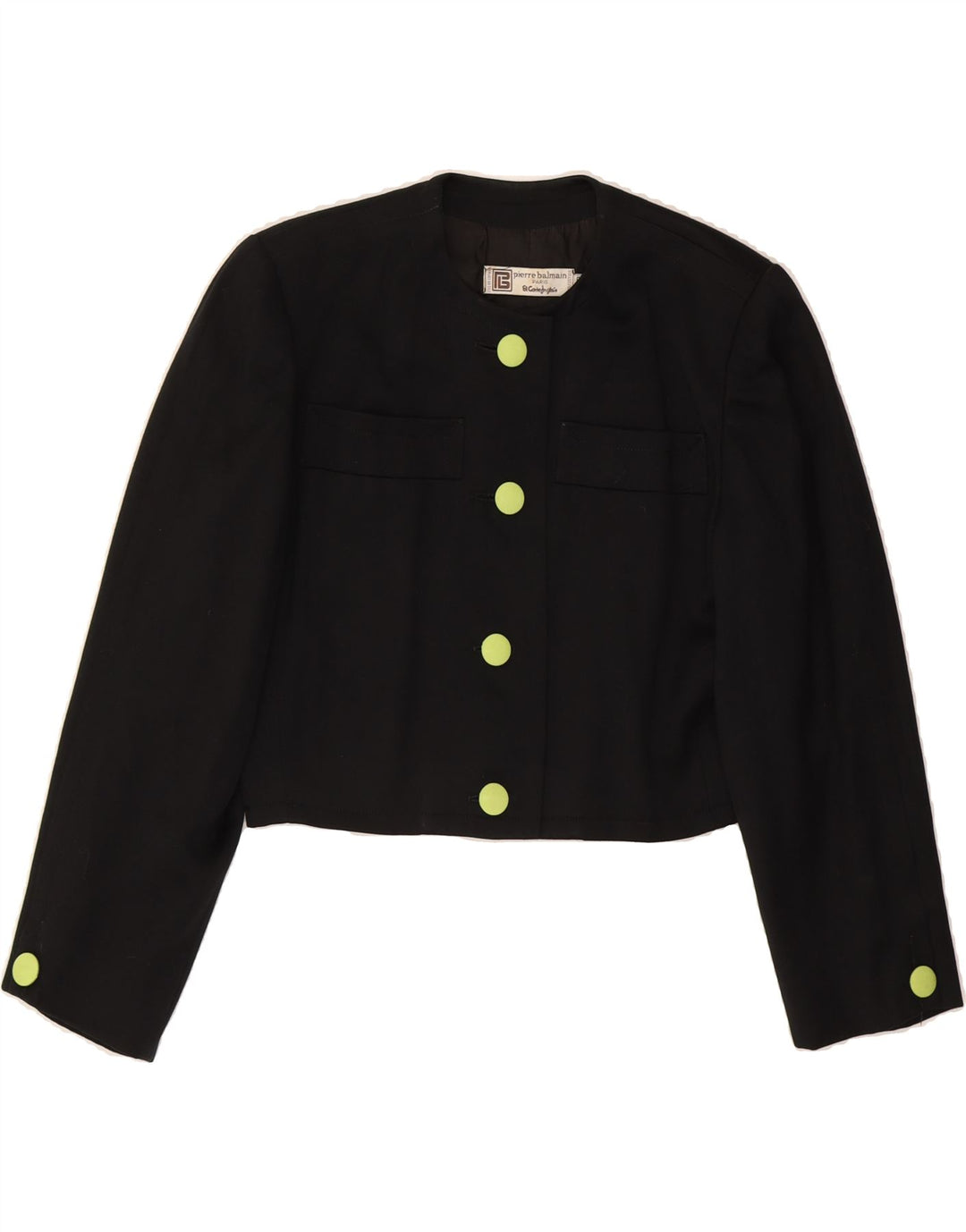 PIERRE BALMAIN Womens Crop 4 Button Blazer Jacket IT 38 XS Black Vintage Pierre Balmain and Second-Hand Pierre Balmain from Messina Hembry 