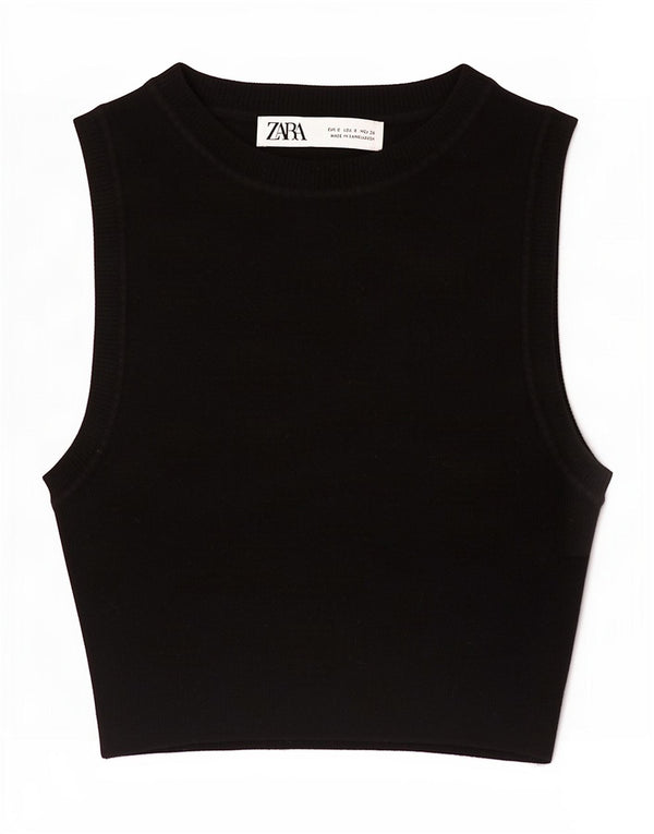 Zara Γυναικείο Γιλέκο Crop UK 8 Small Black