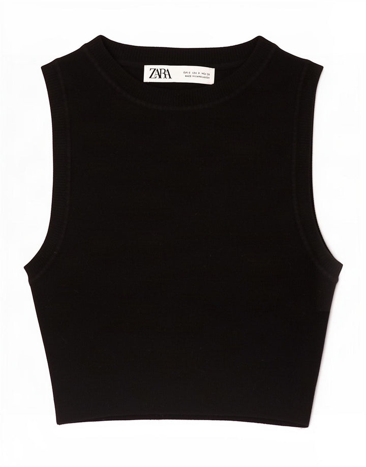 Zara Γυναικείο Γιλέκο Crop UK 8 Small Black