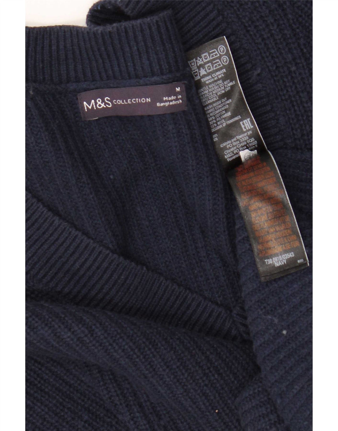 Marks & Spencer Γυναικείο πουλόβερ με λαιμόκοψη με V λαιμόκοψη UK 14 Medium Navy Blue