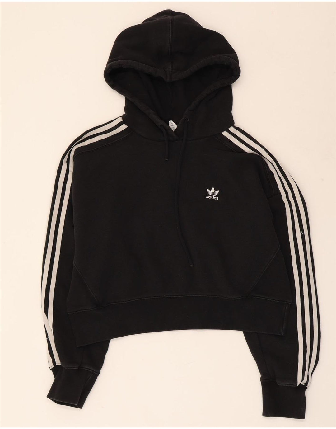 ADIDAS Γυναικείο Crop Hoodie Jumper UK 10 μικρό βαμβακερό