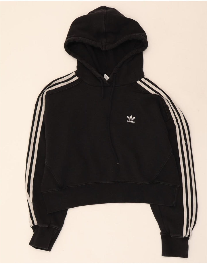 ADIDAS Γυναικείο Crop Hoodie Jumper UK 10 μικρό βαμβακερό
