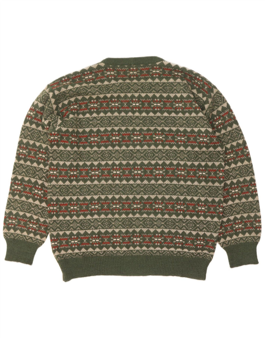 Πουλόβερ Silvy Mens Crew Neck Jumper IT 52 Large Green Fair Isle