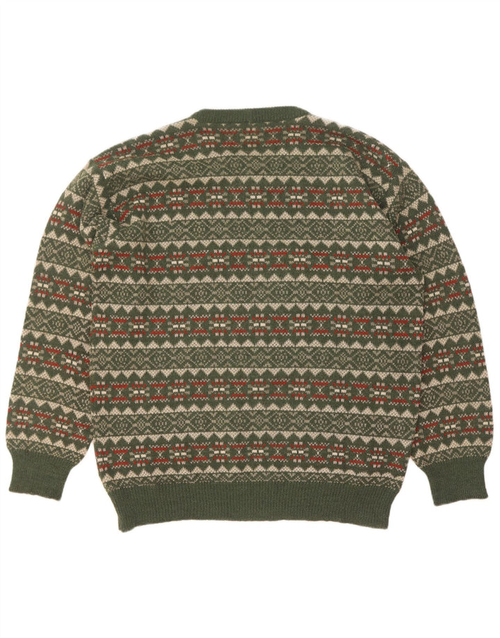 Πουλόβερ Silvy Mens Crew Neck Jumper IT 52 Large Green Fair Isle