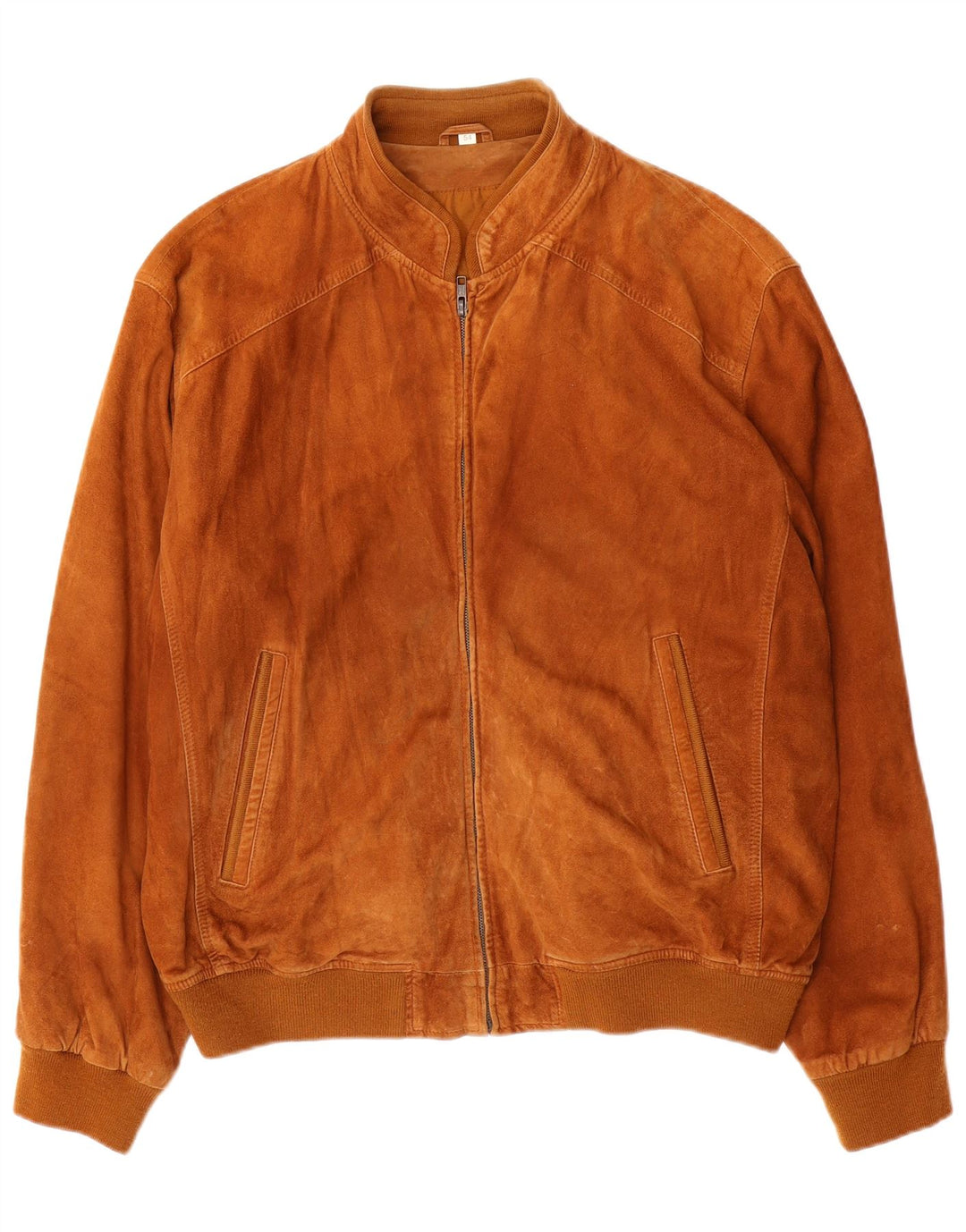 VINTAGE Ανδρικό Suede Bomber Jacket IT 54 2XL Beige Leather