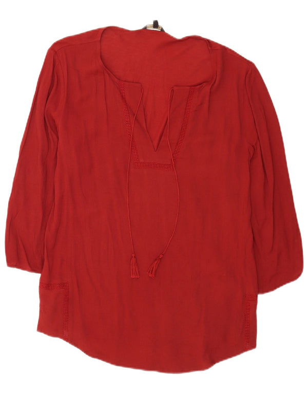 Massimo Dutti γυναικείο τουνίκ 3/4 μανίκι τοπ UK 14 μεσαία μπορντό βισκόζη